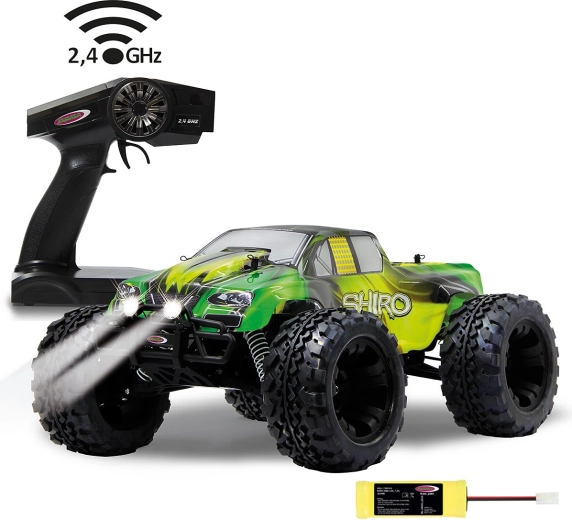Jamara Shiro RC monster truck 4WD 1:10 2,4 GHz con LED y batería NiMH