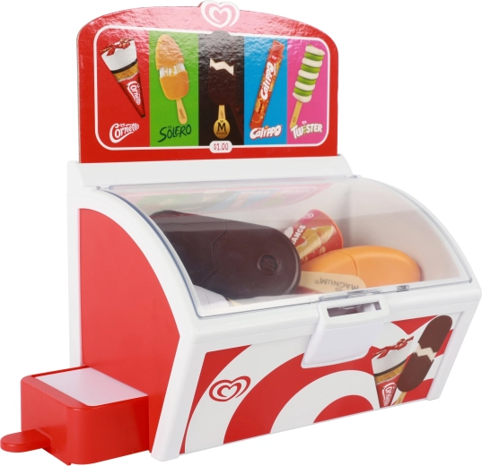 Congelador de helados realista con tapa transparente