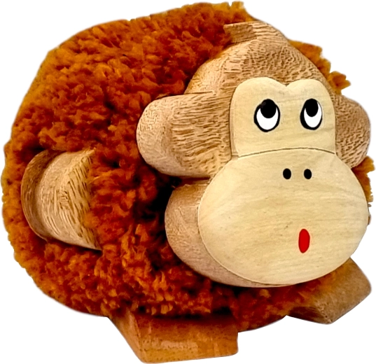 Mono de madera con pompón XL