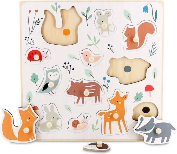 Puzzle de madera con agarraderas de animales del bosque VILAC – diseño de Sarah Betz