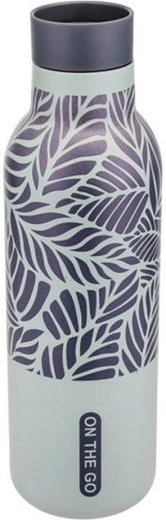 Termo Kitchisimo 450 ml gris con motivo de hojas