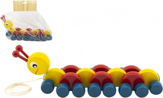 Oruga de madera de arrastre de colores 27 cm