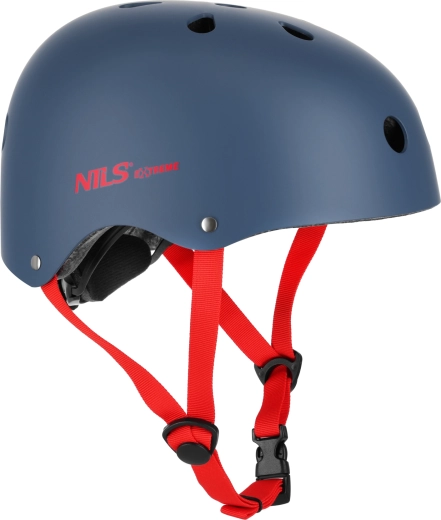 Casco NILS Extreme para patinaje, patinete y skateboard – Gris-rojo