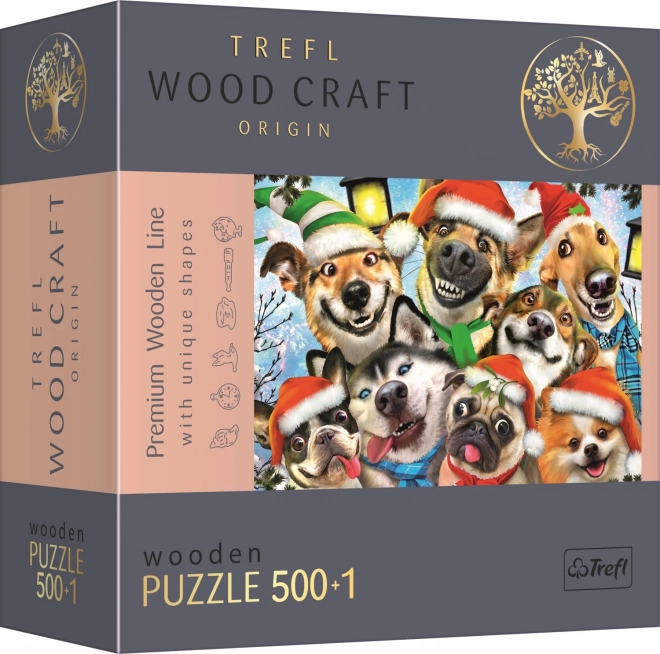 Puzzle de madera Perros navideños 501 piezas
