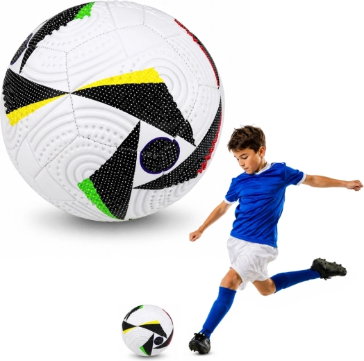 Balón de fútbol de entrenamiento tamaño 5 (22 cm) blanco con diseño