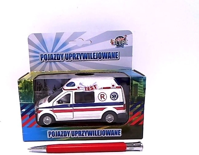 Ambulancia metálica blanca con luces y sonido 14 cm