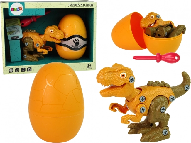 Set de construcción de dinosaurio Tiranosaurio Rex con huevito y destornillador – naranja