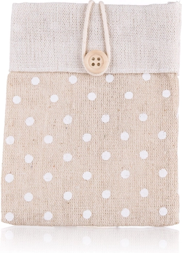 Bolsa decorativa de algodón con lunares 10,5 × 14 cm, marrón claro