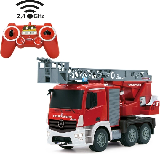 Jamara camión de bomberos teledirigido Mercedes-Benz Antos con escalera giratoria 1:20 2,4 GHz y función de pulverización - 1 unidad