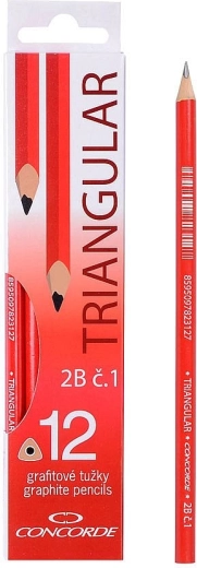 Lápices de grafito CONCORDE triangulares 2B, set de 12 unidades