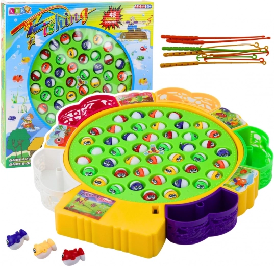 Juego familiar de habilidad Pesca - 45 peces, 5 cañas