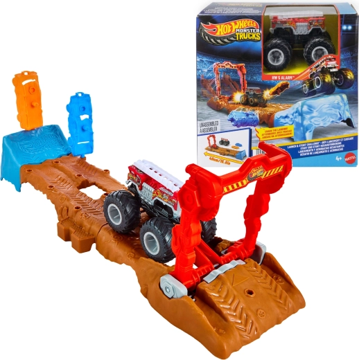 Set de juego Hot Wheels Monster Trucks pista con coche HW 5 Alarm y 2 accesorios