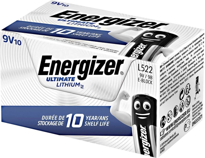 Batería de litio 9V ENERGIZER Ultimate Lithium, paquete de 10 uds