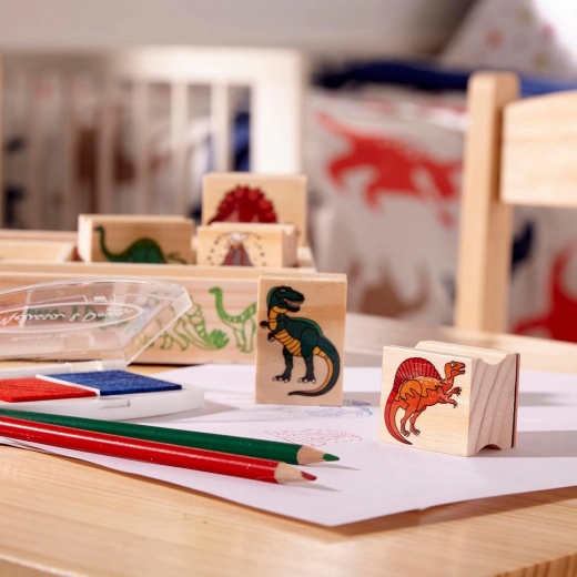 8 sellos de madera con dinosaurios