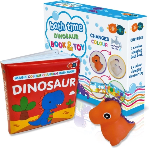Libro mágico de baño con juguete – dinosaurio