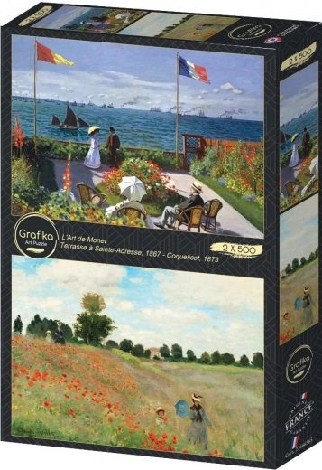 Puzzle Jardín en Sainte Adresse y Campo de amapolas silvestres 2x500 piezas