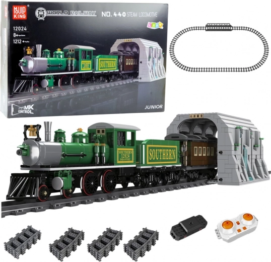 Set de construcción tren de vapor RC, verde, 1212 piezas