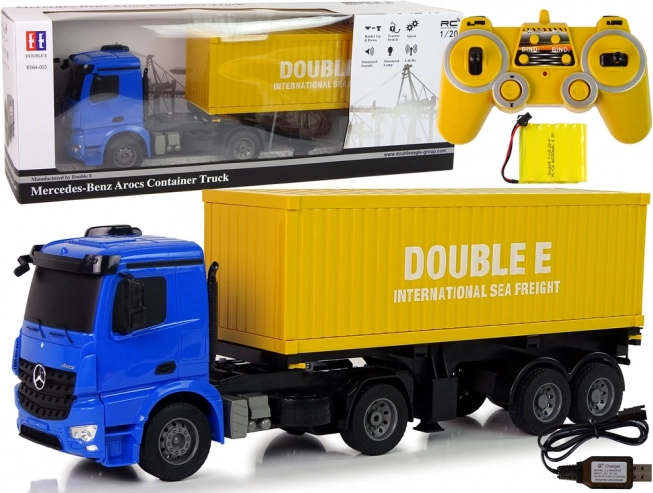 Camión RC MERCEDES-BENZ Arocs con contenedor 1:20, azul, 58 cm