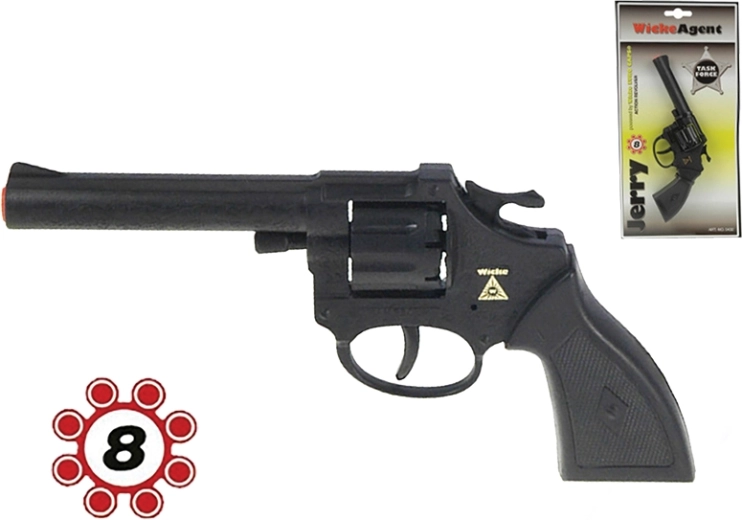Pistola de cápsulas infantil Jerry para tiras de cápsulas de ocho disparos, 19 cm