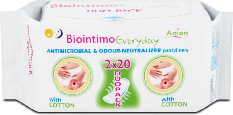 Biointimo Anion DUO Pack compresas íntimas para uso diario 40 uds