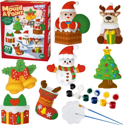 Woopie set creativo de moldes de yeso y pinturas – figuritas navideñas DIY para pintar