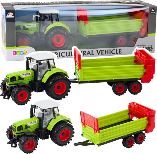 Tractor con remolque con inercia, capó y puertas abatibles, verde