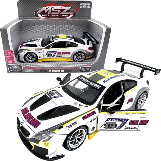 Modelo metálico de coche de carreras 1:24 BMW M6 GT3 blanco
