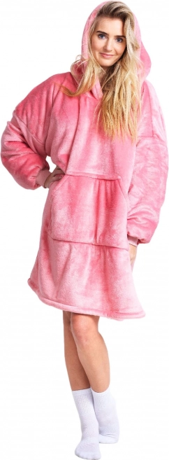 Cozy Noxxiez manta tipo sudadera rosa y calentita para TV con capucha