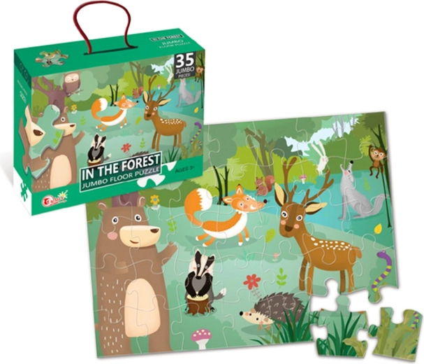 Puzzle jumbo de suelo con animales del bosque, 35 piezas