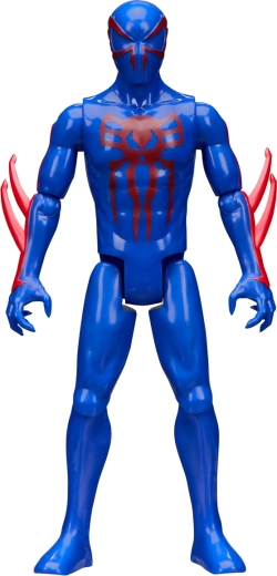 Diseño futurista azul‑rojo de Spider-Man 2099