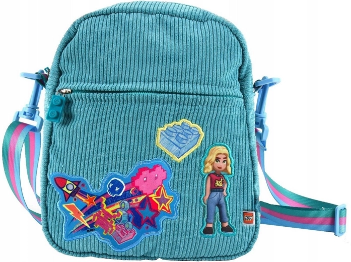 Bolso bandolera turquesa LEGO Friends con aplicaciones termoadhesivas