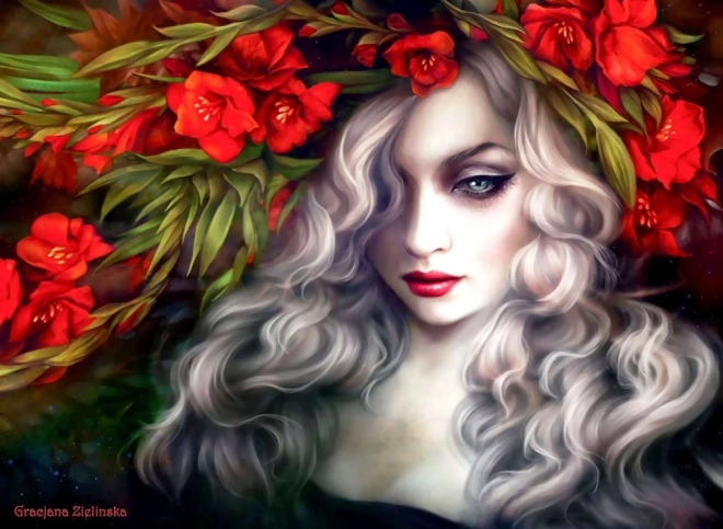 Puzzle Anatolian Mujer entre flores 1000 piezas