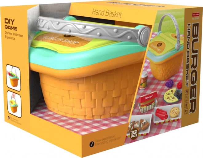 Set de juego: cesta de picnic con hamburguesa