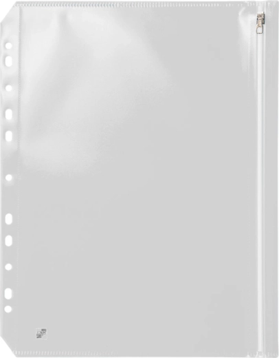 Estuche con cremallera A4 con europerforación transparente