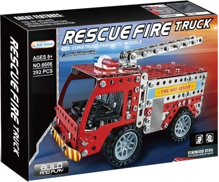 Kit de construcción metálico de camión de bomberos (292 piezas)