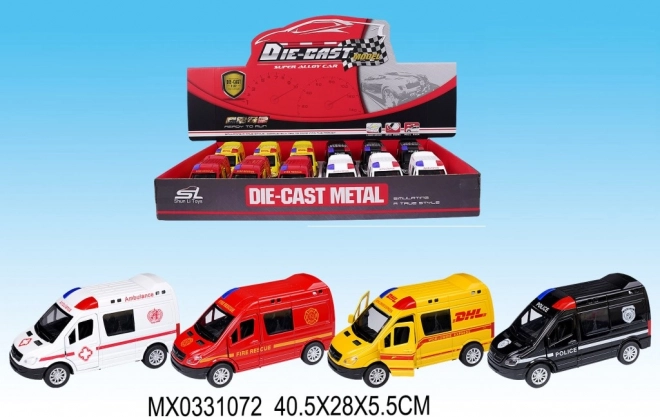 Coche de servicios de emergencia con mecanismo de fricción (pull back)