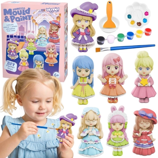 Woopie set creativo para moldes de yeso y pintura DIY – princesas y muñecas