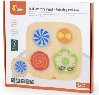 Juego de pared de madera con aros giratorios