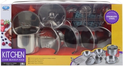Juego de utensilios de cocina infantil de acero inoxidable