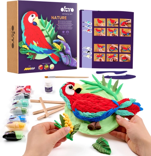 Okto Nature set artístico de modelado guacamayo rojo