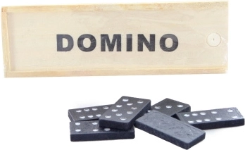 Dominó de madera en caja