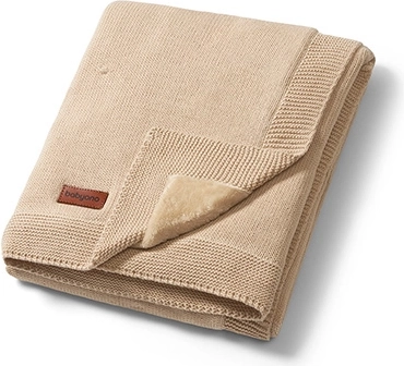 Babyono manta infantil de algodón natural con forro de franela 75 × 100 cm beige claro