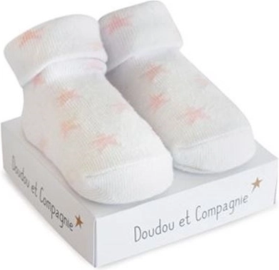 Doudou calcetines para bebé niña 0–6 meses – blancos con estrellitas