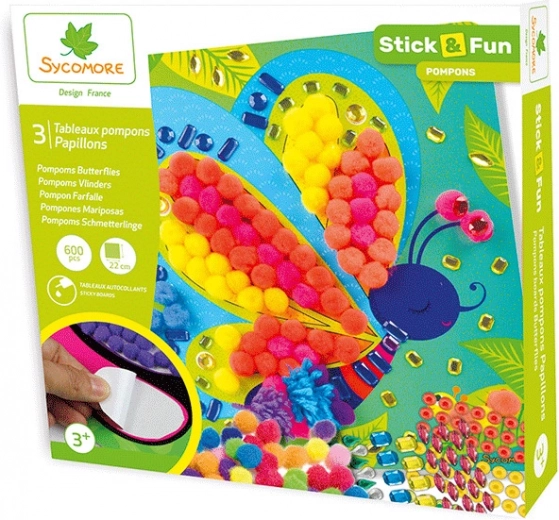 Stick & Fun decoración con pompones Mariposas