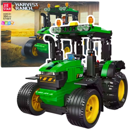 Set de construcción de tractor – modelo verde y negro, 304 piezas