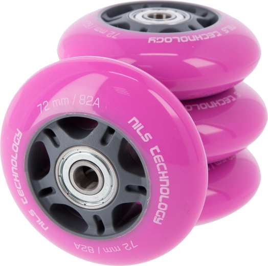 Ruedas PU con rodamientos para patines NILS EXTREME 72 mm rosa