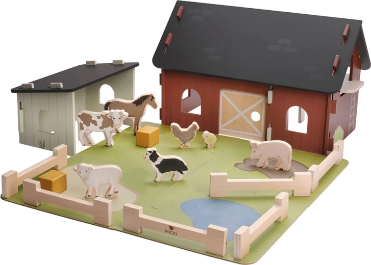 Granja de madera Micki con animales