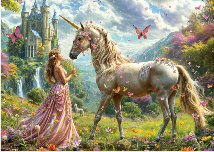 Puzzle Hada, Unicornio y Mariposas 500 Piezas