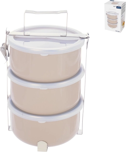 Portacomidas esmaltado con 3 recipientes de 1,4 l y tapas de plástico