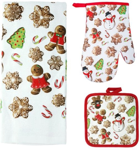 Set de cocina Perníčky – guante, agarradera y paño